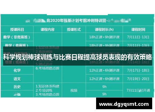 科学规划棒球训练与比赛日程提高球员表现的有效策略